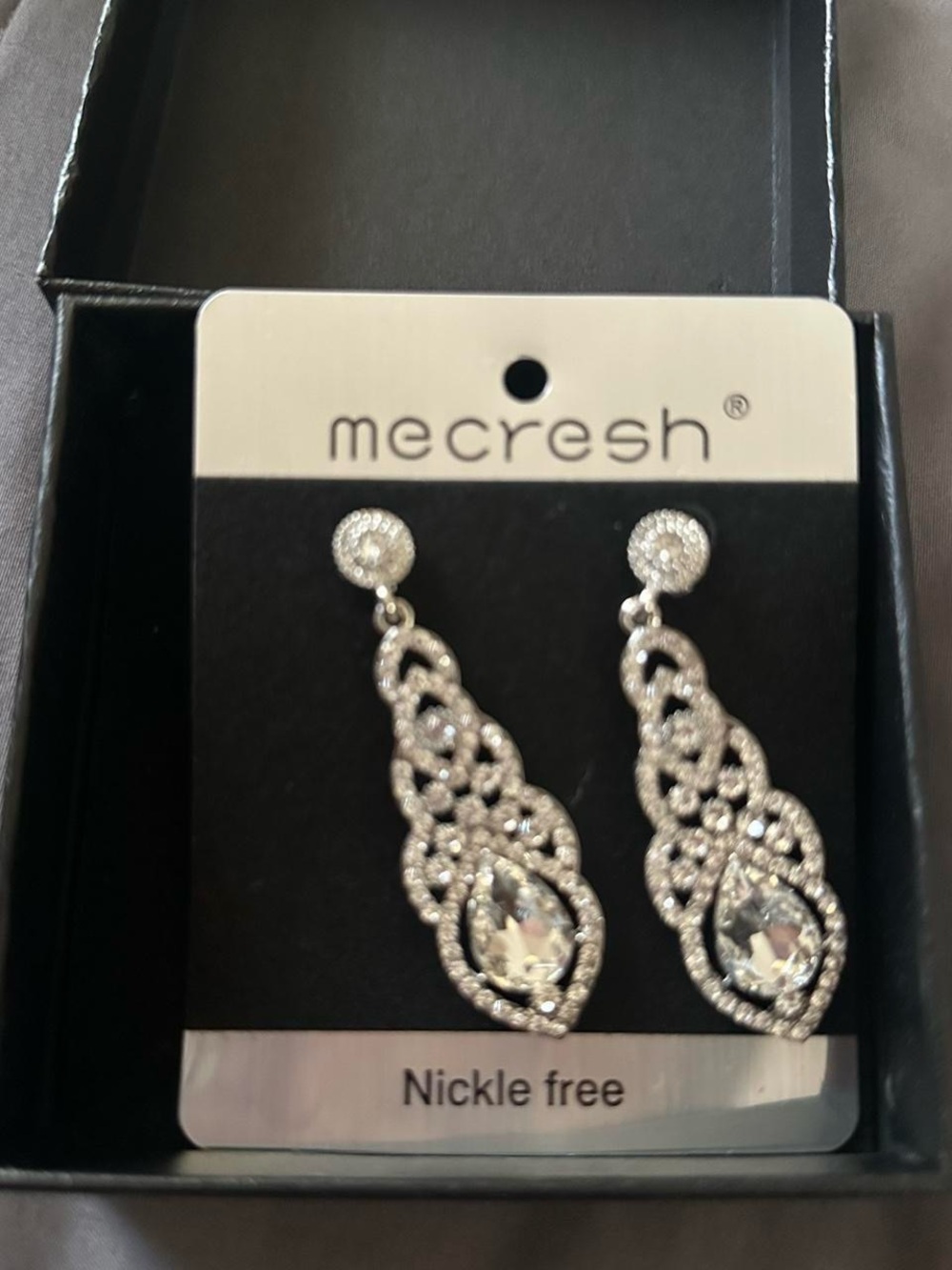Silver Crystal Drop Earrings